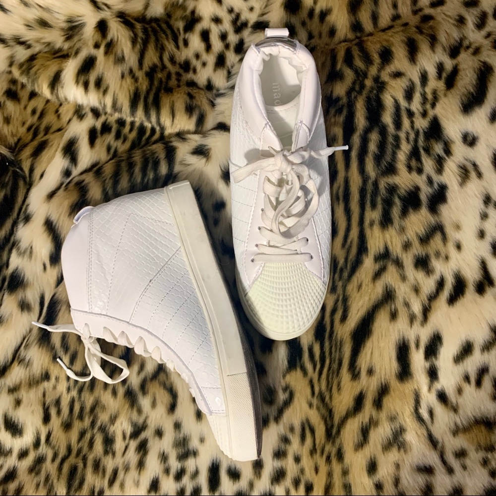 Madden Girl White Heeled Sneakers